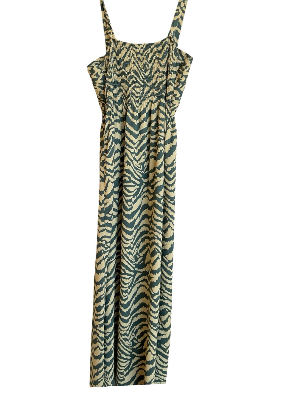 SOFT SURROUNDINGS
TAN/GREEN ANIMAL PRINT MAXI DRESS ZEBRA PLEATED TIERED - Picture 6 of 16